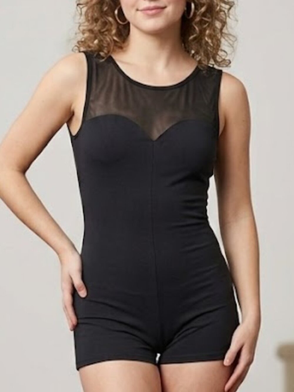 Vintage black lace and short work out 80s body suit for women size XS
